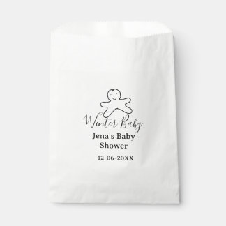 Winter baby shower cookie black scribble hand-draw favour bag