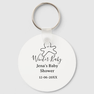 Winter baby shower cookie black scribble hand-draw keychain
