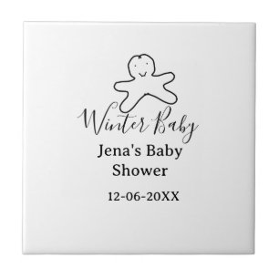 Winter baby shower cookie black scribble hand-draw tile