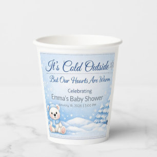 Winter Baby Shower Cups Warm Teddy Bear Theme