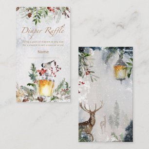 Winter baby shower diaper raffle ticket enclosure card