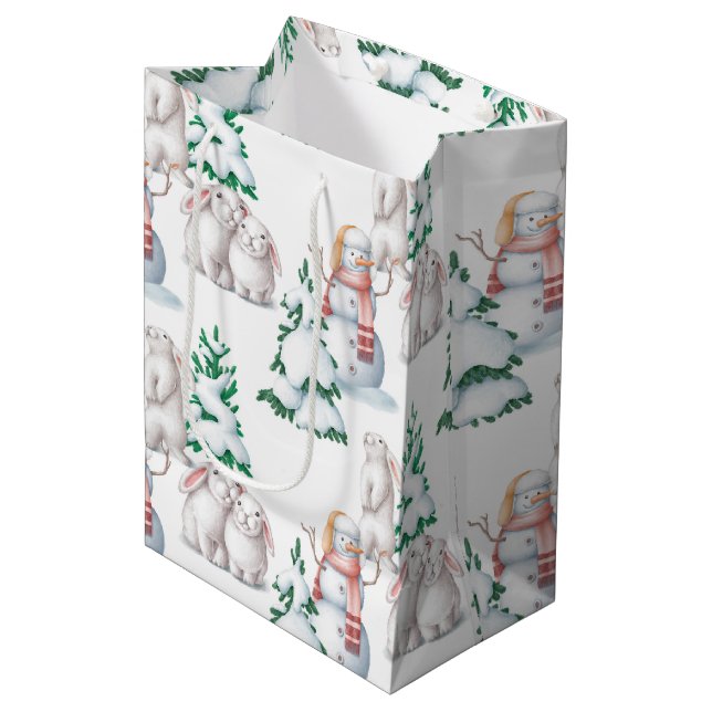 Winter Baby Shower Gift Bag (Front Angled)