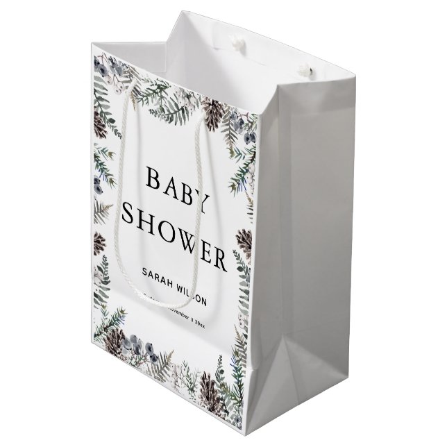 Winter Baby Shower Gift Bag (Front Angled)