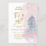 Winter Baby Shower girl Invitation<br><div class="desc">Winter pink christmas baby shower girl invitation</div>