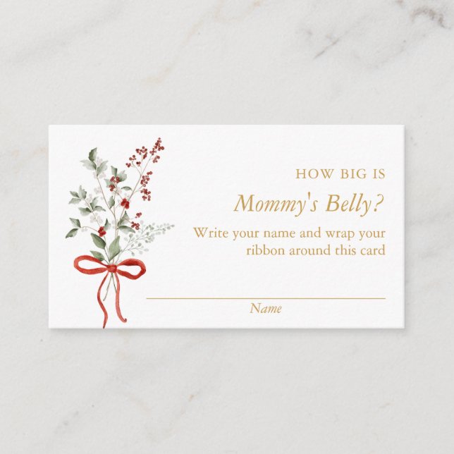 Winter Baby Shower How Big is Mommy's Belly Game Enclosure Card (Front)