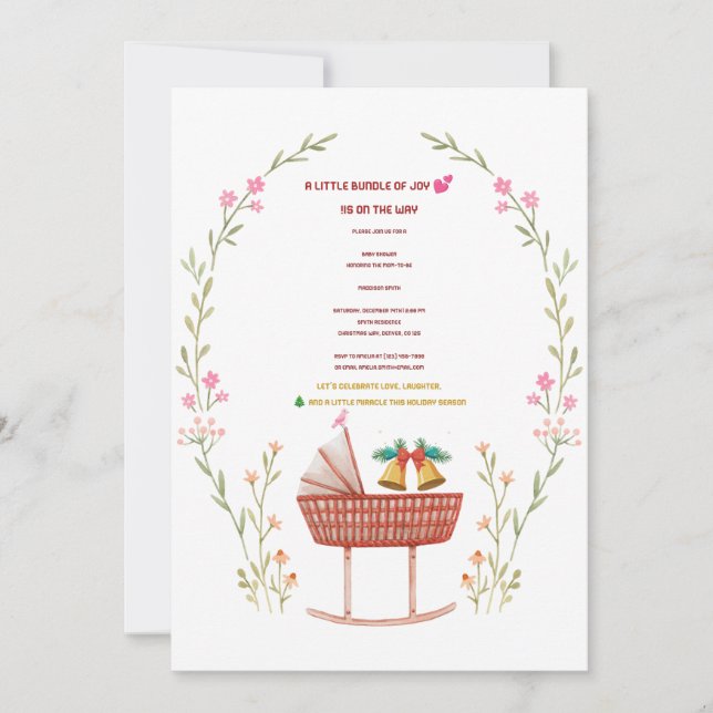  Winter Baby Shower Invitation - A Little Bundle  (Front)