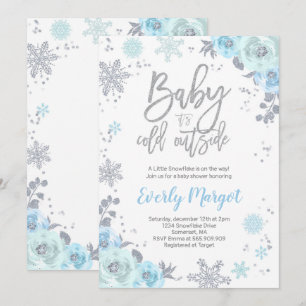 Winter Baby Shower Invitation Blue And Silver
