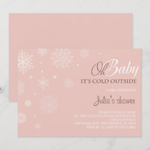 Winter Baby Shower Invitation - Blush Pink