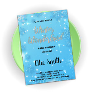 Winter Baby Shower Invitations Blue Silver