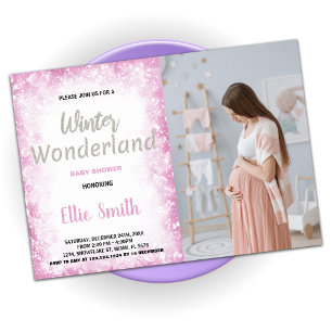 Winter Baby Shower Invitations Cloud Pink Photo