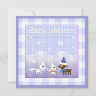Winter Baby Shower Invitations Fox Bunny Deer