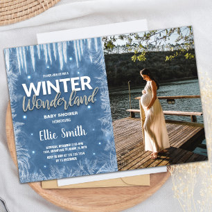 Winter Baby Shower Invitations Ice Glitter Photo