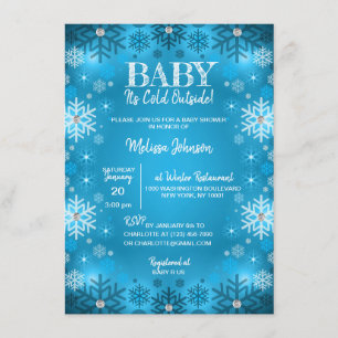 WINTER Baby Shower It's Cold Outside Snowflakes Invitation