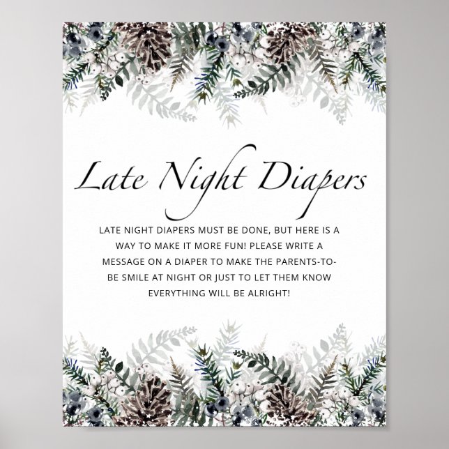 Winter Baby Shower Late night diapers game Poster (Front)