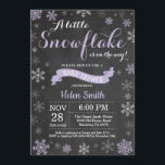 Winter Baby Shower Purple Snowflake Chalkboard Invitation<br><div class="desc">Winter Baby Shower invitation. Purple Snowflake. Girl Baby Shower Invitation. Winter Holiday Baby Shower Invite. Purple and White Snowflakes. Chalkboard Background. For further customization,  please click the "Customize it" button and use our design tool to modify this template.</div>