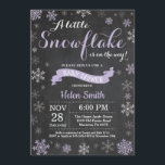 Winter Baby Shower Purple Snowflake Chalkboard Invitation<br><div class="desc">Winter Baby Shower invitation. Purple Snowflake. Girl Baby Shower Invitation. Winter Holiday Baby Shower Invite. Purple and White Snowflakes. Chalkboard Background. For further customization,  please click the "Customize it" button and use our design tool to modify this template.</div>