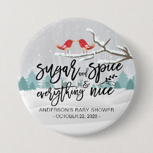 Winter Baby Shower Sugar & Spice & Everything Nice 3 Inch Round Button