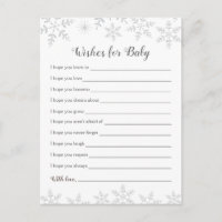 Winter Baby Shower Well Wishes Silver Snowflakes
