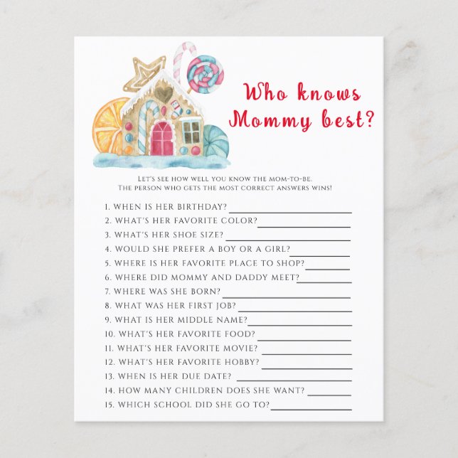 Winter baby shower, Who knows mommy best (Front)