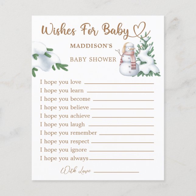 Winter Baby Shower Wishes for Baby Card (Front)