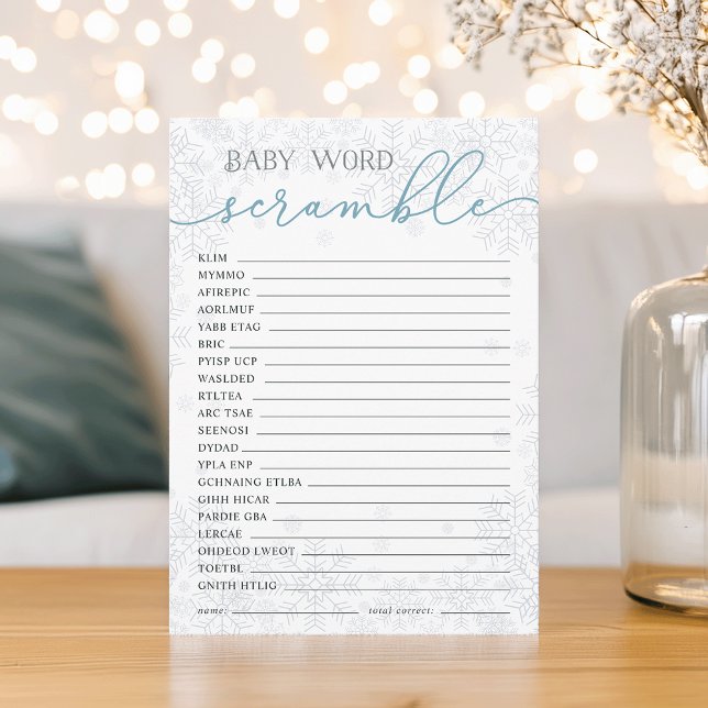 Winter Baby Shower Word Scramble Game Card (Creator Uploaded)