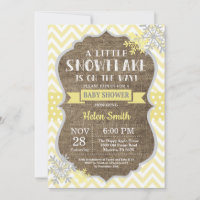 Winter Baby Shower Yellow Snowflake Burlap