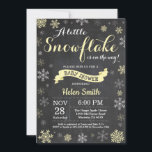 Winter Baby Shower Yellow Snowflake Chalkboard Invitation<br><div class="desc">Winter Baby Shower invitation. Yellow Snowflake. Boy or Girl Baby Shower Invitation. Winter Holiday Baby Shower Invite. Yellow and White Snowflakes. Chalkboard Background. For further customization,  please click the "Customize it" button and use our design tool to modify this template.</div>