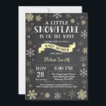 Winter Baby Shower Yellow Snowflake Chalkboard Invitation<br><div class="desc">Winter Baby Shower invitation. Yellow Snowflake. Boy or Girl Baby Shower Invitation. Winter Holiday Baby Shower Invite. Yellow and White Snowflakes. Chalkboard Background. For further customization,  please click the "Customize it" button and use our design tool to modify this template.</div>