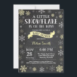 Winter Baby Shower Yellow Snowflake Chalkboard Invitation<br><div class="desc">Winter Baby Shower invitation. Yellow Snowflake. Boy or Girl Baby Shower Invitation. Winter Holiday Baby Shower Invite. Yellow and White Snowflakes. Chalkboard Background. For further customization,  please click the "Customize it" button and use our design tool to modify this template.</div>