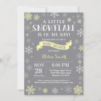 Winter Baby Shower Yellow White and Grey Snowflake