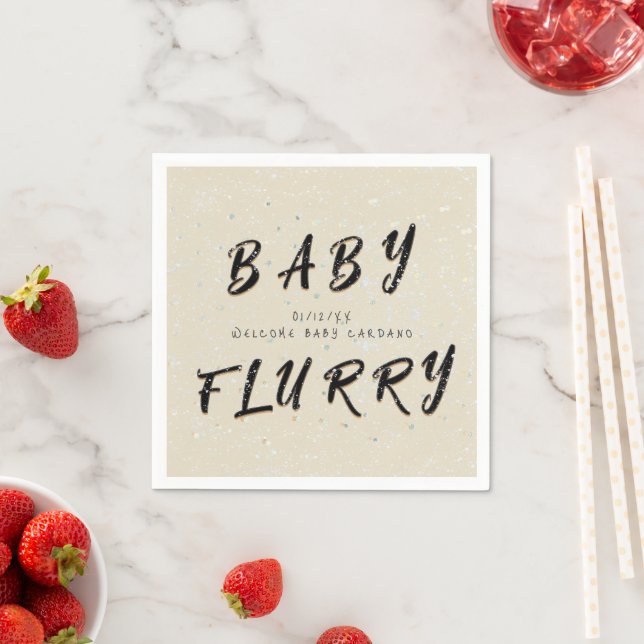 Winter Baby Sprinkle | Cream Snow Flurry Napkin (Insitu)