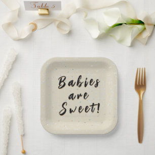Winter Baby Sprinkle Cream Snow Flurry Paper Plate
