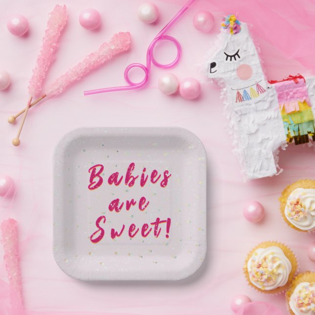 Winter Baby Sprinkle | Pink Snow Flurry Paper Plate (Party)