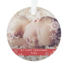 Winter Baby's First Christmas Snowflakes on Red