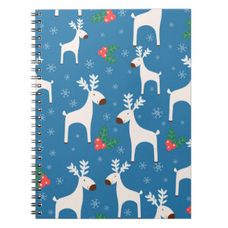 Winter background with deers ( seamless pattern)an notebook