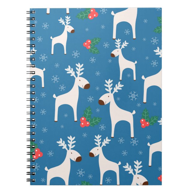 Winter background with deers ( seamless pattern)an notebook (Front)