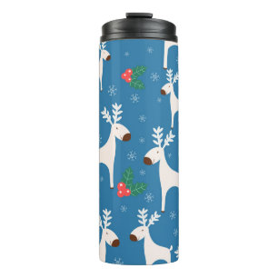 Winter background with deers ( seamless pattern)an thermal tumbler