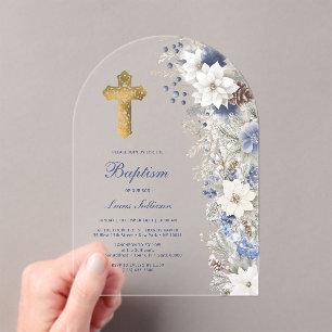 Winter Baptism Clear Acrylic Invitations