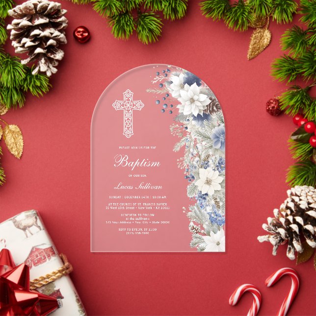 Winter Baptism Frosted Acrylic Invitations (Insitu (Holiday))