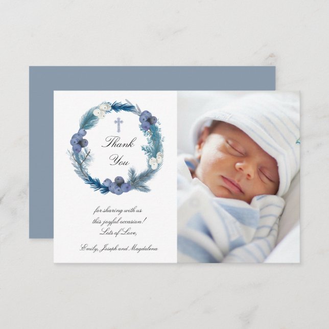 winter Baptism thank you card (Front/Back)