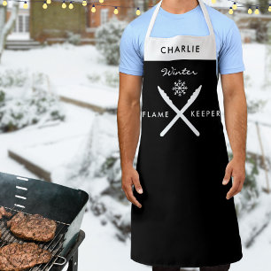 Winter Barbecue Grill Snowflake Funny Personalized Apron