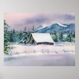 WINTER BARN by SHARON SHARPE Poster