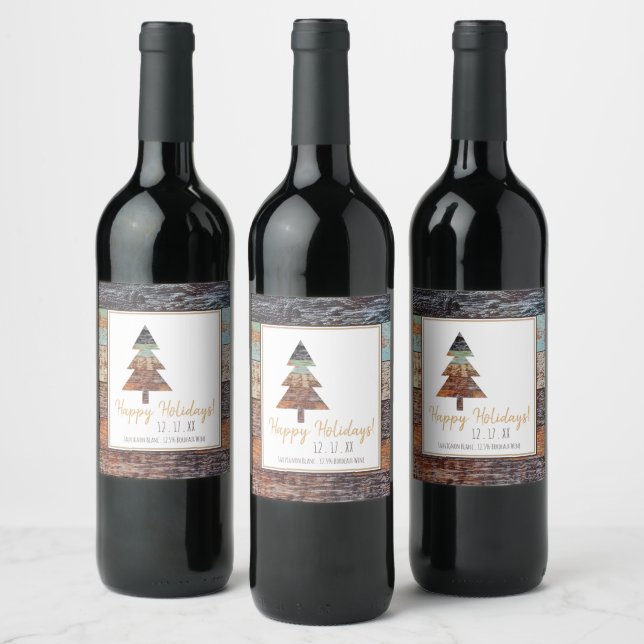 Winter Barn, Happy Holidays Wine Label (Bottles)