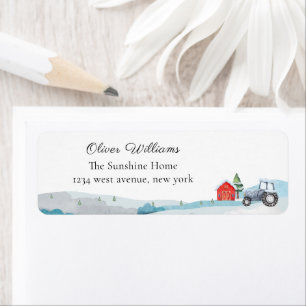 Winter Barnyard Tractor Baby Shower Return Address