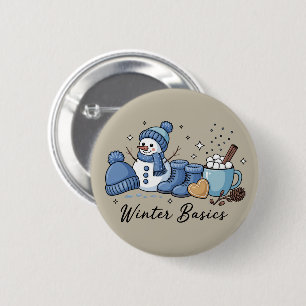 Winter Basics Snowman Christmas Weather Cozy 2 Inch Round Button