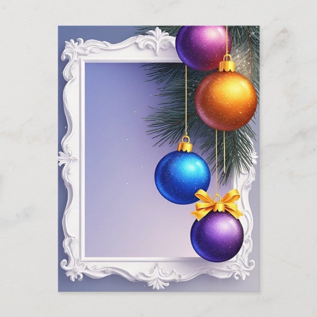 🎄 Winter Baubles & Pine Magic ❄️ Festive Holiday Postcard (Front)