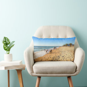 Winter Beach Scene  Lumbar Pillow