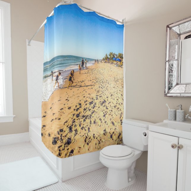 Winter Beach Scene Shower Curtain (In Situ)