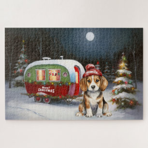 Winter Beagle Caravan Christmas Adventure Jigsaw Puzzle