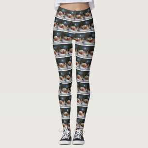 Winter Beagle Caravan Christmas Adventure  Leggings